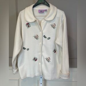 Vintage Premier International 1X Soft Cardigan Holiday Christmas Fleece Pinecone